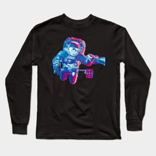 NASA Astronaut in Blue, Pink and White Colors Long Sleeve T-Shirt